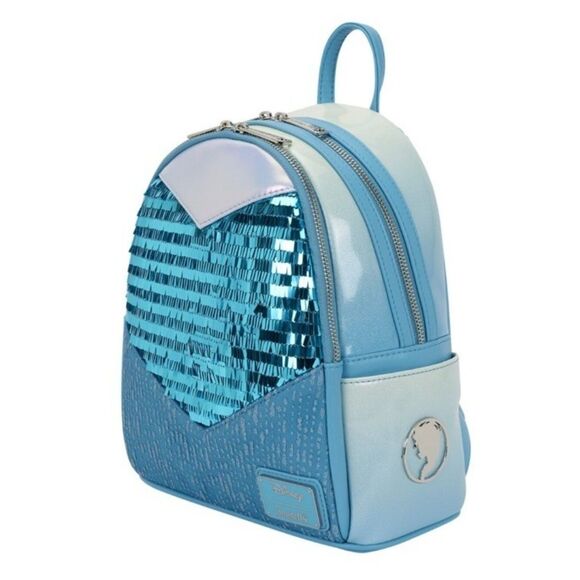 Loungefly Disney Frozen Elsa Mini Backpack Blue Sequin Snowflake Cosplay Bag NWT main image 6